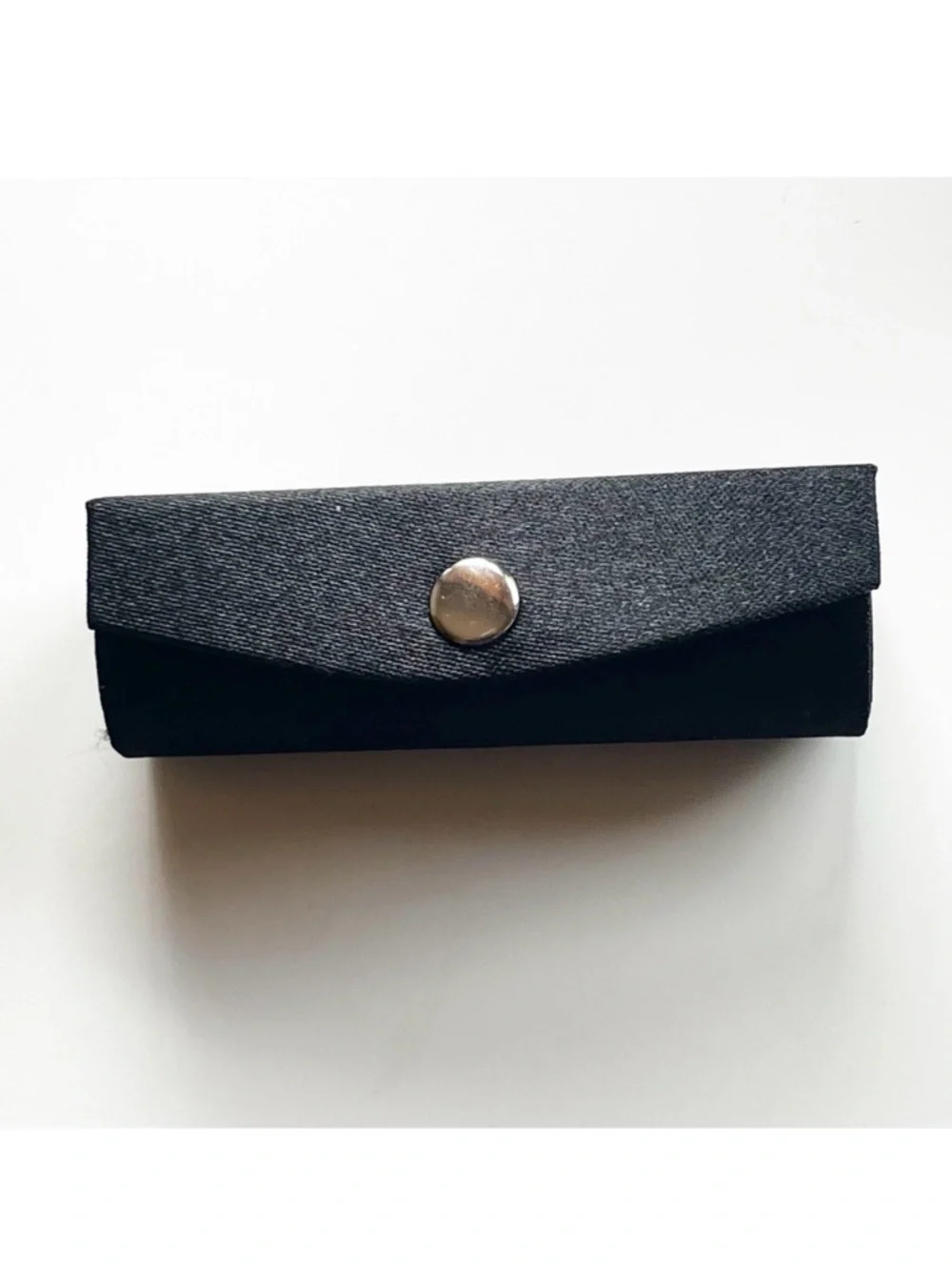 Black Structured Lipstick Case Holder with Mirror Snap Vintage Retro Formal